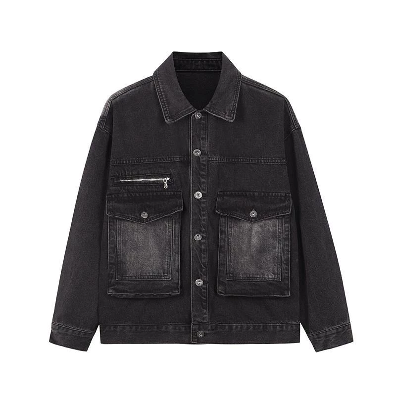 Áo khoác Denim J621 dáng rộng túi hộp màu xám đen thời trang nam nữ NewArrival