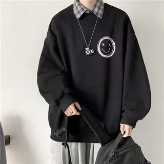 Áo Sweater nỉ nam nữ,áo nỉ cổ tròn in hình mặt cười nam nữ mặc cực chất-SWEATER