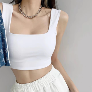 Áo croptop hai dây cổ vuông Mugung Áo 2 dây bản to 2 lớp A51