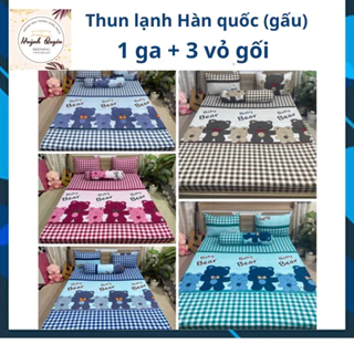 Bộ drap ga thun Hàn quốc mẫu gấu mới không chăn