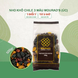 Nho Khô Úc Mix 3 Vị Mourad's 500gr - Nho hỗn hợp hữu cơ sấy không đường cho bà bầu, người ăn kiêng, trẻ nhỏ,...