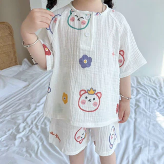 vải xô muslin 2 lớp cao cấp mềm mịn con gấu trắng béo