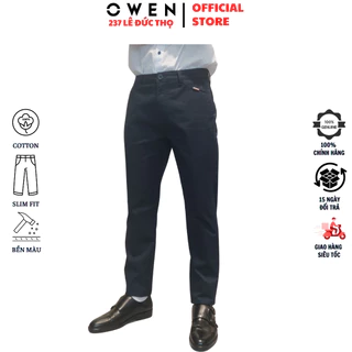 Quần kaki nam form slim fit ôm nhẹ QKSL221205 màu navy đậm khaki hàng hiệu chất thô cotton cao cấp mềm mát thấm hút