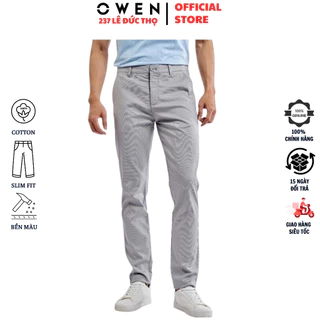 Quần kaki nam form slim fit ôm nhẹ QKSL231305 màu xám nhạt khaki hàng hiệu chất thô cotton cao cấp mềm mát thấm hút