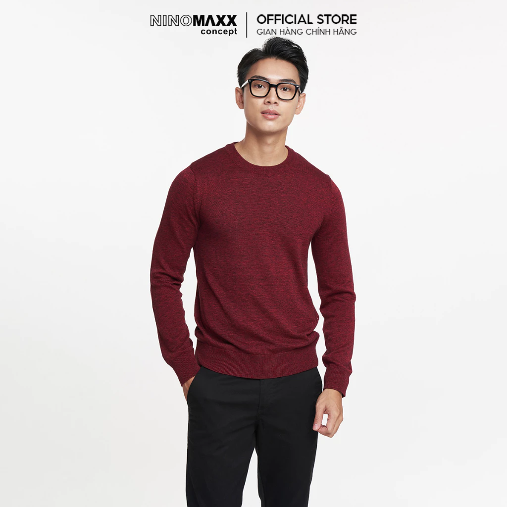 N&M Áo Sweater Basic Nam Ninomaxx tay dài cổ tròn màu đen mã 1905065