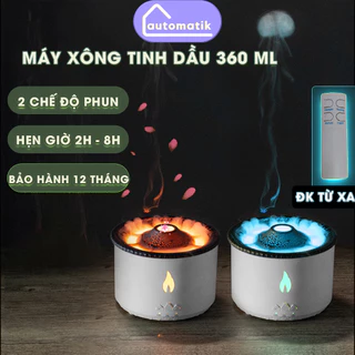 Máy Xông Tinh Dầu Phòng Ngủ 360ml Tự Động Ngọn Lửa Phòng Khách Máy Phun Sương Tạo Ẩm Khuếch Tán Tinh Dầu Automatik