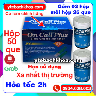 [Date 01/2026] HỘP 50 QUE THỬ ĐƯỜNG ONCALL PLUS CHÍNH HÃNG CÓ TEM NIÊM PHONG NHẬP KHẨU