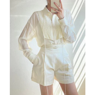 Paper Pleated Shirt In White/Ivory With MIRIN