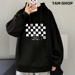 Áo hoodie Bàn Cờ Chất Nỉ Có Nón Form Rộng Ulzzang Unisex Thu Đông - TâmShop S0