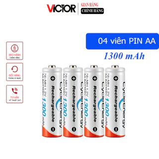 Pin sạc AA Ni-Mh dung lượng 1300mAh 1,2V (Hộp 4 viên) - Victor Bmax