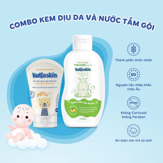 Combo Kutieskin cho bé: Nước tắm gội thảo dược tự nhiên + Kem bôi dịu da lành tính, giảm mẩn ngứa