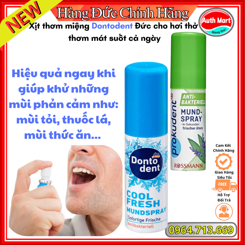 Xịt thơm miệng Dontodent Đức cho hơi thở thơm mát suốt cả ngày