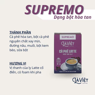 Cà Phê Hoà Tan Supremo Cà Phê Latte 3in1 LÀ VIỆT Hộp 12 gói