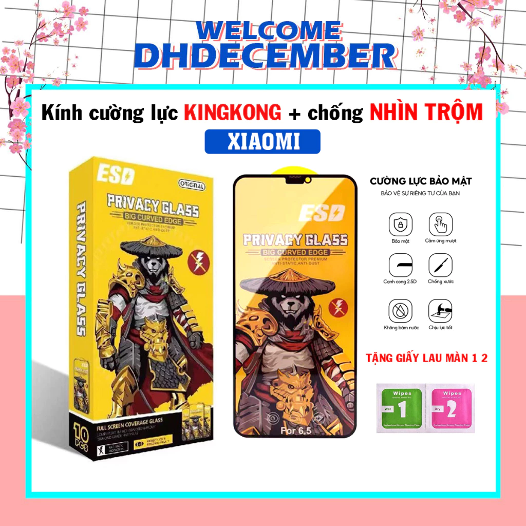 Kính cường lực  chống nhìn trộm Xiaomi REDMI A3/13C/8/9/9A/9C/NOTE 7/8/9S/9 PRO/9/114G/124G/11PRO/POCO X3/X3PRO/NFC