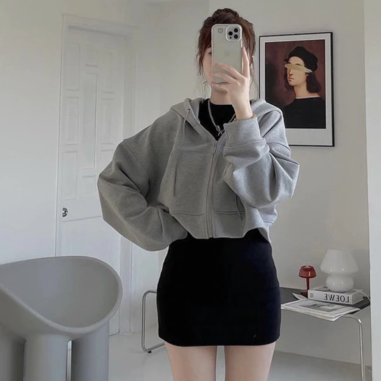 Áo Khoác Nỉ Hoodie Croptop Nữ Caroll Nữ [ FREESHIP ] - Khoác Phong Cách Thể Thao Street Chất Dày Dặn Có Mũ 2 Lớp