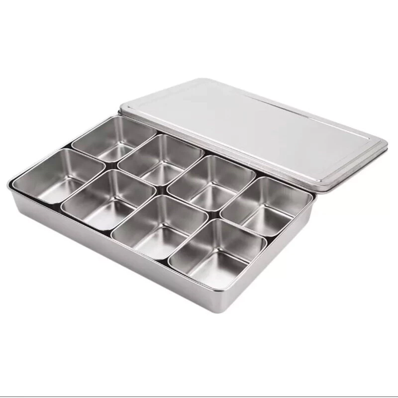 khay inox đựng gia vị topping đựng thạch rau câu trà sữa