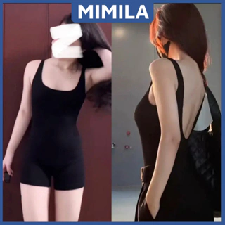 Jumpsuit Hai Dây Hở Lưng Sâu SẴN MÚT MIMILA Siêu Tôn Dáng Áo Liền Quần Ôm Sát Body Chất Thun Tăm Lạnh - MBS030