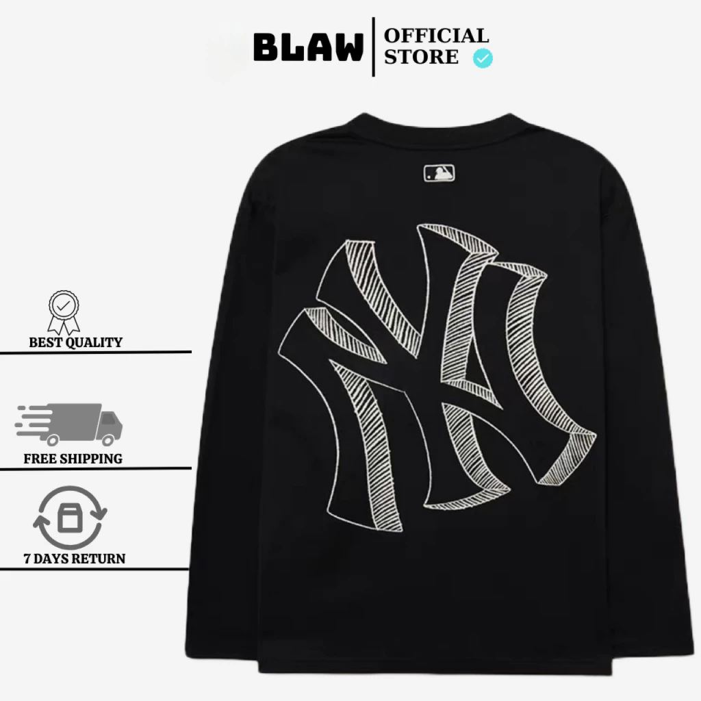 Áo Sweater MLB Black Logo in nổi bật nam nữ mới nhất Áo nỉ NY Mega Black Logo in hình nam nữ mới nhất