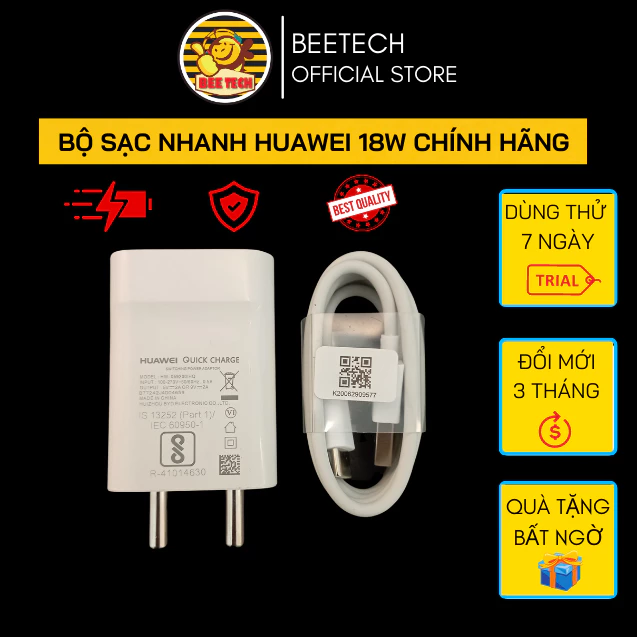 Sạc Huawei 18w, Bộ sạc nhanh cho điện thoại - Beetech