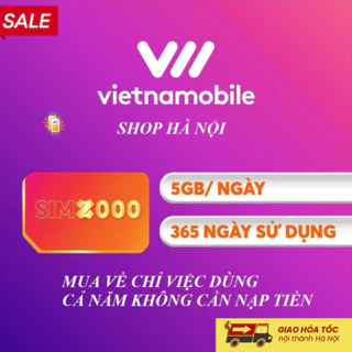 [Miễn phí 12 tháng] Sim vietnamobile data 4G vào mạng 1 năm không cần nạp tiền 5GB/Ngày 150 GB/tháng giá rẻ