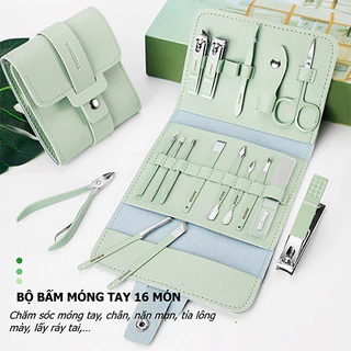 Bộ Cắt Móng Tay 16 Món, Dụng Cụ Làm Nail Bằng Thép Không Gỉ. Đa Năng Nhiều Chức Năng Tiện Ích Dễ Sử Dụng