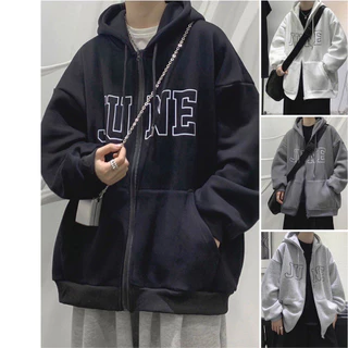 Áo Khoác Jacket Hoodie Zip Nỉ Thu Đông Nam Nữ JUNE Unisex Form Rộng