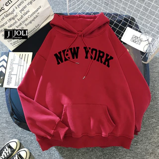 Áo Hoodie New York Nam Nữ By JOLI Unisex Chất Nỉ Lót Bông Mũ 2 Lớp Form Rộng