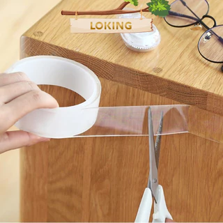 Băng dính 2 mặt siêu dính băng keo Nano trong suốt 3cm*3m dán tường dính mọi bề mặt tiện lợi - LOKING