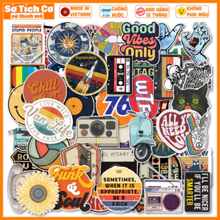 [Bộ 50 Sticker] Vintage Mix 2 chống nước sticker dán laptop, điện thoại, đàn guitar, mũ bảo hiểm, vali. MSP: ST55