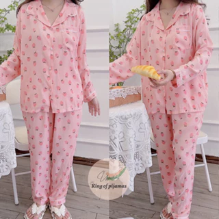 Bộ pijama mặc nhà chất đũi lạnh hoạ tiết dễ thương dành cho nữ bộ ngủ tay dài quần dài