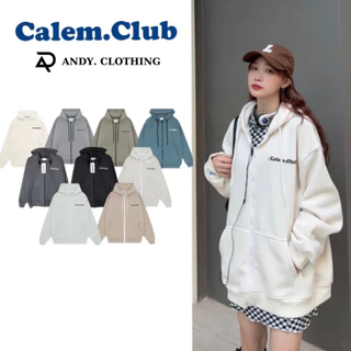 Hoodie zip chữ CALEM.CLUB - Áo khoác nỉ dây kéo nhiều màu dày dặn form rộng unisex. ANDYCLOTHING