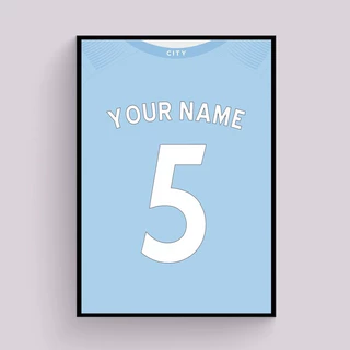 CUSTOM ⭐️ Manchester City - Poster Áo Đấu Sân Nhà Đội MCI In Tên Số Theo Yêu Cầu - Tranh Decal Dán Tường Áo Đấu