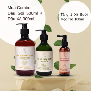 SPECIAL COMBO GỘI XẢ GỪNG TƯƠI BƠ BƯỞI TẶNG 1 XỊT DƯỠNG TÓC BƯỞI GIẢM RỤNG, KÍCH MỌC TÓC SALAKA