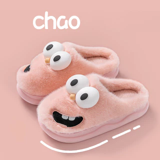 Dép bông cute đế cao 3.5cm chống bám bẩn đi chơi, đi trong nhà mùa đông, sục bông dễ thương hot trend 2023