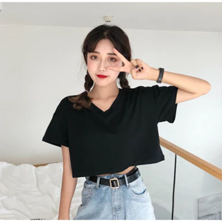 áo croptop nữ tay ngắn cổ v xinh xắn sexy