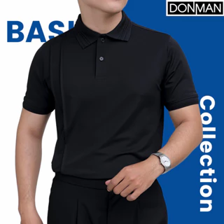 Áo thun Polo Nam DONMAN chất  Poly Coolmax Pique form Slimfit thoáng mát, họa tiết kẻ sọc nổi tạo điểm nhấn AT40