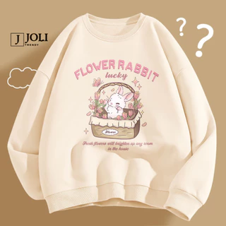 Áo Sweater Thỏ Trắng Cute Nam Nữ By JOLI Unisex Chất Nỉ Lót Bông Form Rộng