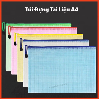 Túi Lưới Đựng Tài Liệu A4, Túi Zip A4 Có Khóa Tiện Dụng Nhiều Màu Sắc Lựa Chọn Thiết Kế Đơn  Giản Tiện Lợi