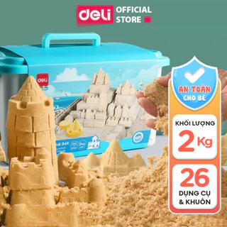 Bộ Đồ Chơi 2Kg Cát Động Lực Tạo Hình Kèm Khuôn Và Kèm Túi Dệt Đựng Cát Deli - Cát Dẻo Vi Sinh Dễ Tạo Hình An Toàn Sạch