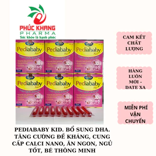 PEDIABABY KID. BỔ SUNG DHA. TĂNG CƯỜNG ĐỀ KHÁNG, CUNG CẤP CALCI NANO, ĂN NGON, NGỦ TỐT, BÉ THÔNG MINH