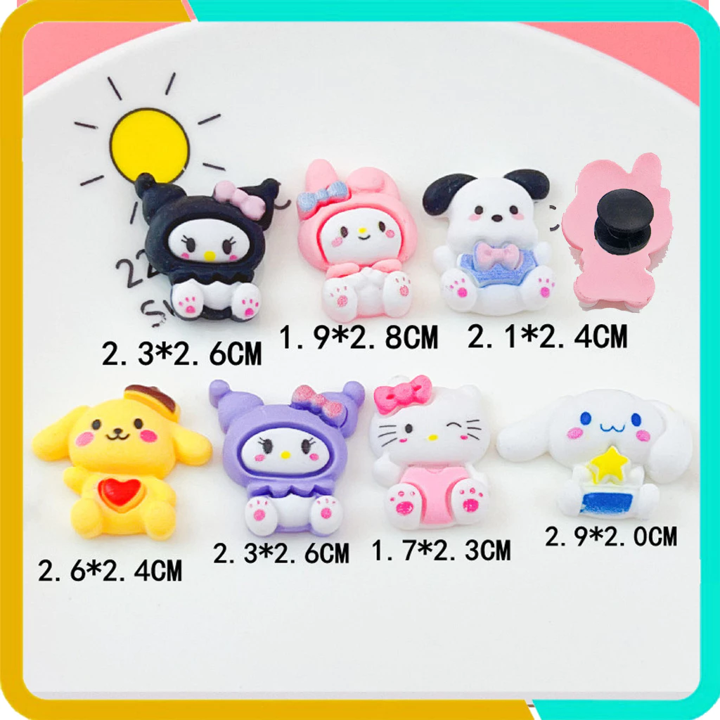 Charm, Sticker, Jibbitz, Trang Trí Dép KUROMI Xinh Xắn (Đã Có Sẵn Nút Gắn Vào Dép), Chất Liệu Nhựa Cứng (1c)