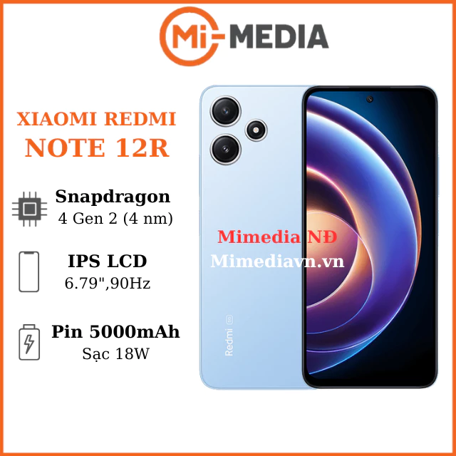 Điện thoại Xiaomi Redmi note 12R 5G Snapdragon 4 Gen 2  sạc 18W Bảo Hành 12 tháng Mimedia