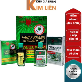 Dầu gió xanh Con Ó EAGLE 24ml Singapore xuất Mỹ - 2 nắp, tem vàng - Giảm nhanh đau, nhức, mỏi