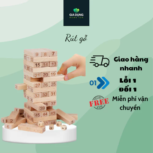 Đồ chơi rút gỗ cho bé, đồ chơi rút gỗ 54 thanh loại to