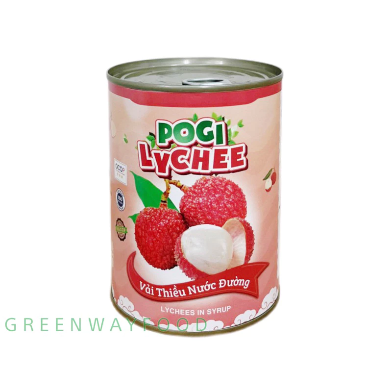 Vải thiều nước đường POGI hộp 565gr