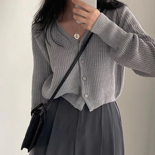 Áo khoác cardigan len croptop Look by Trang