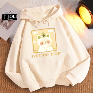 Áo Hoodie Avocado Bear Nam Nữ By JOLI Unisex Chất Nỉ Lót Bông Mũ 2 Lớp Form Rộng