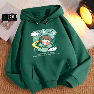 Áo Hoodie Cô Gái Nasa Nam Nữ By JOLI Unisex Chất Nỉ Lót Bông Mũ 2 Lớp Form Rộng