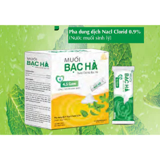 Muối sinh lý pha nước bạc hà rửa mũi, rửa tai, súc miệng Hộp 25 gói