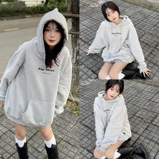 ÁO HOODIE ANGEL, ÁO NỈ BÔNG DÀY DẶN FORM RỘNG ( ĐEN & XÁM )